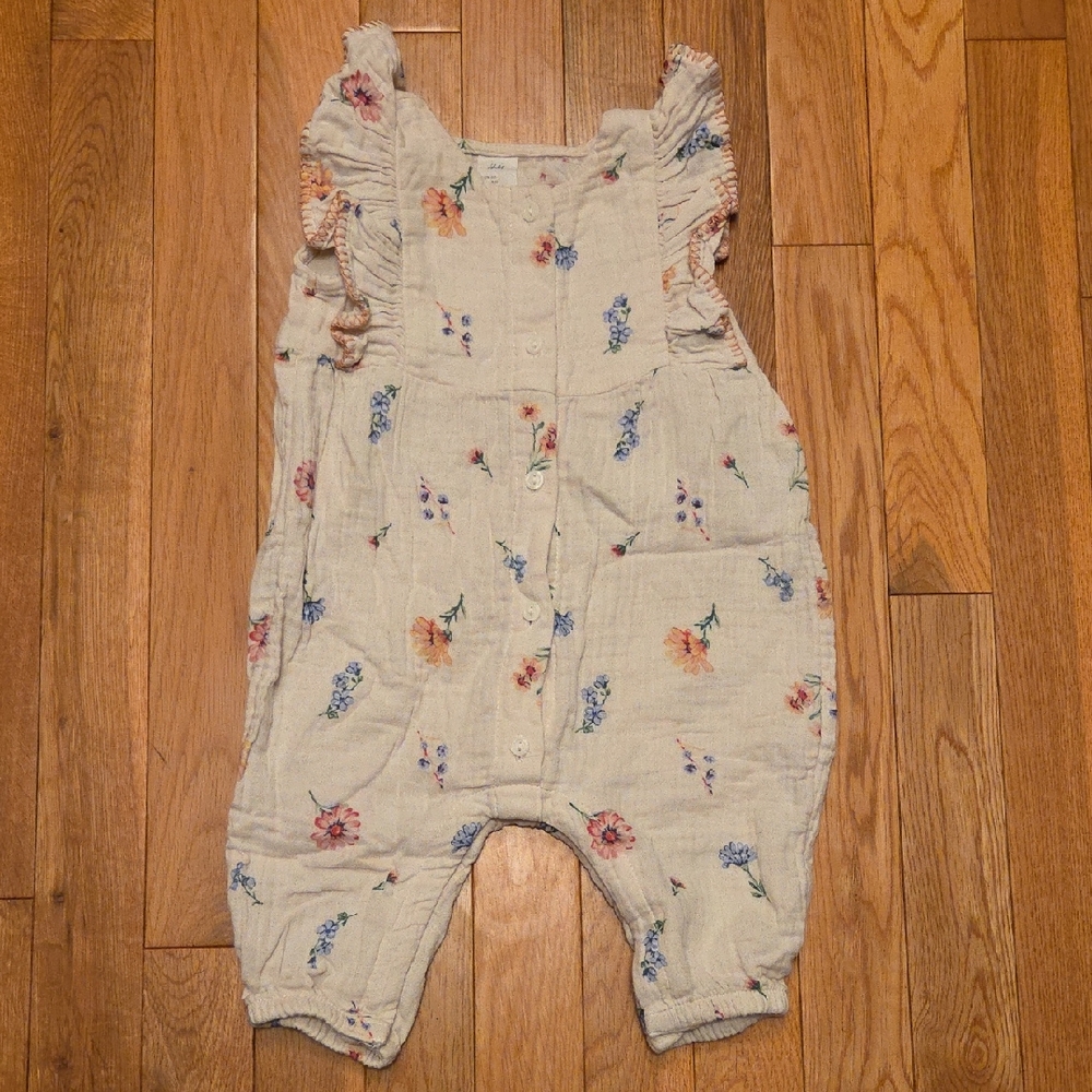 5/$20 H&M Ruffle Sleeve Floral Kids Button Up Romper Size 6M